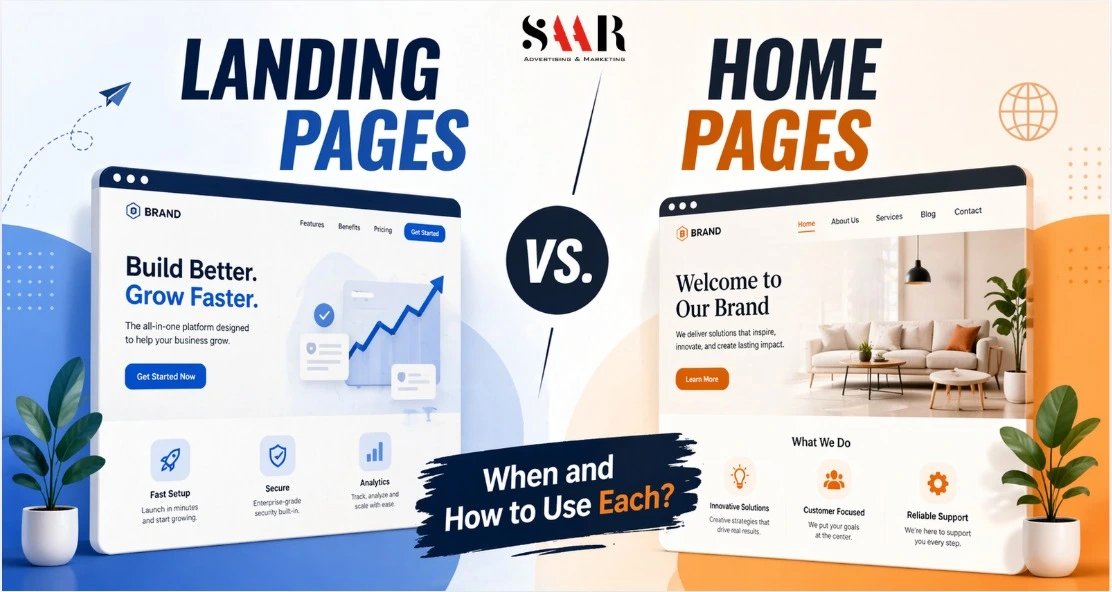 landing pages vs home pages